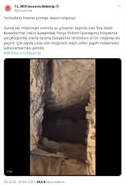 Irak'ın kuzeyinde teröristlerin barındığı mağara kullanılamaz hale getirildi