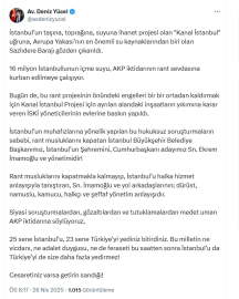 Sözcü Yücel: ‘Kanal İstanbul’ uğruna, Sazlıdere Barajı gözden çıkarıldı