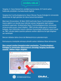 DMM: Yargıtay'da Cumhurbaşkanımızın üniversite diploması ile ilgili dava bulunmamaktadır