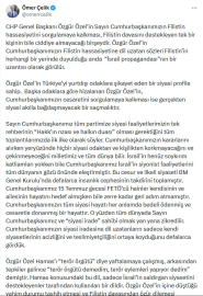 AK Parti'li Çelik: Özel’in Cumhurbaşkanımızın Filistin hassasiyetini sorgulamaya kalkması, tek bir kişinin bile ciddiye almayacağı bir şeydir