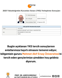 AK Parti'li Korkmaz, rektörlüğünü yaptığı üniversitenin öğrencisi oldu