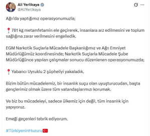 Ağrı'da 761 kilo metamfetamin ele geçirildi: 2 gözaltı