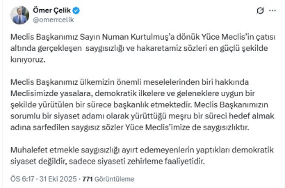 AK Parti'li Çelik: Meclis Başkanımıza dönük saygısızlığı kınıyoruz