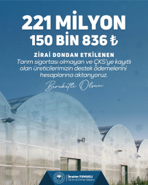 Bakan Yumaklı: Zirai don desteğimiz toplam 23 milyar 773 milyon liraya ulaştı