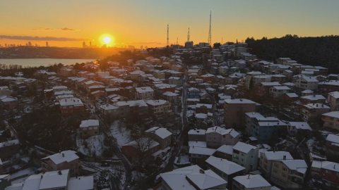 İstanbul - Beykoz beyaza büründü; manzara havadan görüntülendi