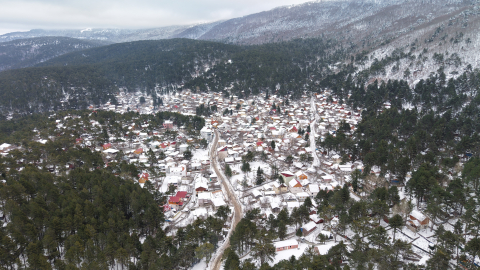 Amanos Dağları'ndaki kar manzarası dronla görüntülendi