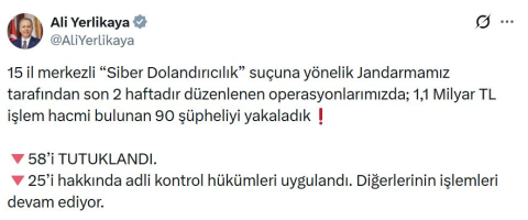 15 il merkezli 'siber dolandırıcılık' operasyonu: 58 tutuklama
