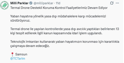 Yasa dışı avcılık yapan 13 kişiye idari işlem