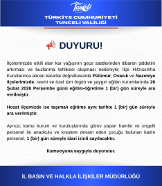 Tunceli'de 4 ilçede eğitime 'kar' engeli