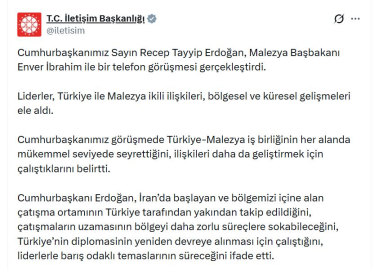 Cumhurbaşkanı Erdoğan, Malezya Başbakanı İbrahim ile görüştü