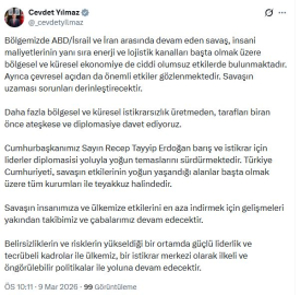 Cevdet Yılmaz: Tarafları biran önce ateşkese ve diplomasiye davet ediyoruz