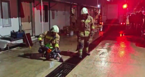 Mazgalda mahsur kalan kedi ve yavruları kurtarıldı