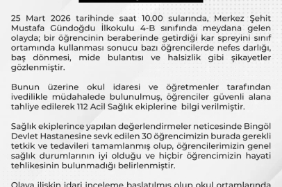 Sınıfta sıkılan kar spreyinden etkilenen 30 öğrenci hastaneye kaldırıldı (2)
