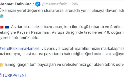 Bakan Kacır: Kayseri pastırması, tescilli 46'ncı ürün oldu