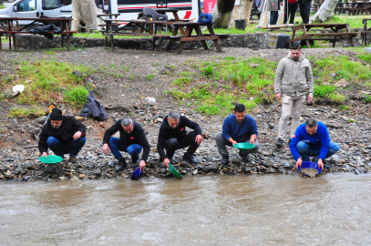 Sosyal medyada toplanan altın avcıları, yağışa rağmen İzmir'de derede altın aradı