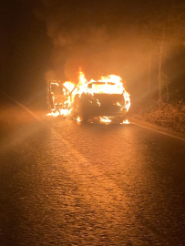 Seyir halindeyken alev alan otomobil yandı