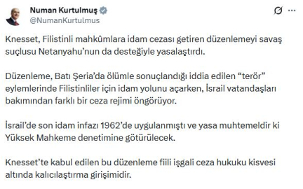 Kurtulmuş: Bir topluluğa idam, diğerine başka yaptırım öngören yaklaşım apaçık zulümdür