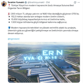 Bakan Yumaklı: Amasya Suluova Besi Organize Tarım Bölgesi 1500 kişiye istihdam sağlıyor