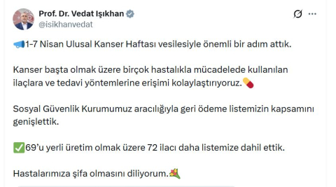 72 ilaç geri ödeme listesine alındı