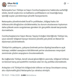 AK Parti'li Ala'dan Cumhurbaşkanı Erdoğan'ı hedef alan Netanyahu'ya yanıt