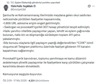 EGM: Halkı kin ve düşmanlığa sürükleyen 411 şüpheli yakalandı