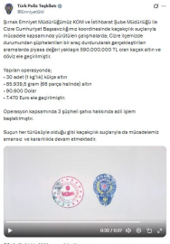 Şırnak’ta 590 milyon lira değerinde kaçak altın ve döviz ele geçirildi, 3 gözaltı