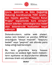 DMM: 'Yüzyılın Konut Projesi’ ile ilgili dolandırıcılık uyarısı