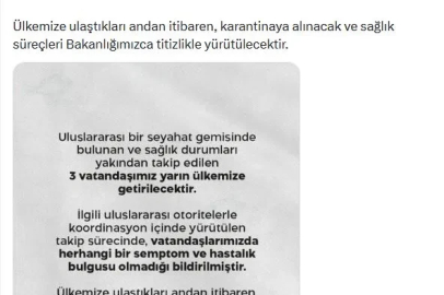 Sağlık Bakanlığı: Gemideki 3 Türk vatandaşı Türkiye'ye getirilecek