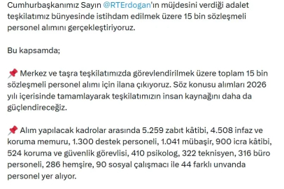 Bakan Gürlek: 15 bin sözleşmeli personel alımını gerçekleştiriyoruz