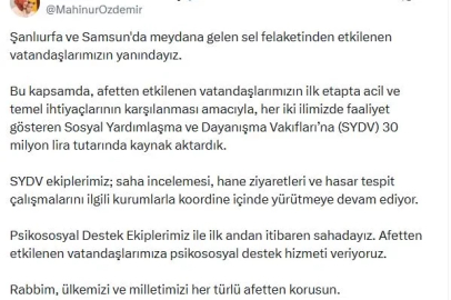 Bakan Göktaş: Selden etkilenenler için 30 milyon lira kaynak aktardık 