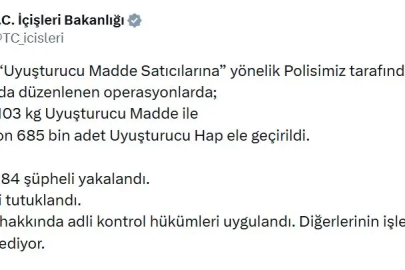 77 ilde uyuşturucu operasyonu: 1187 tutuklama