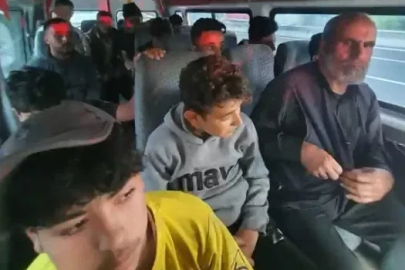 Otoyolda durdurulan minibüste 15 kaçak göçmen yakalandı