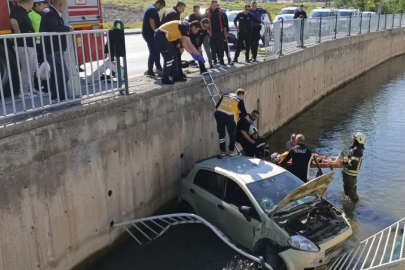 Otomobil, sulama kanalına düştü; sürücü yaralı