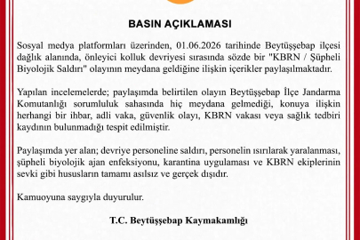 Beytüşşebap Kaymakamlığı'ndan 'KBRN saldırısı' iddiasına yalanlama