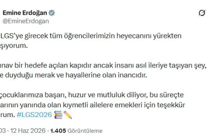 Emine Erdoğan, LGS’ye girecek öğrencilere başarı diledi